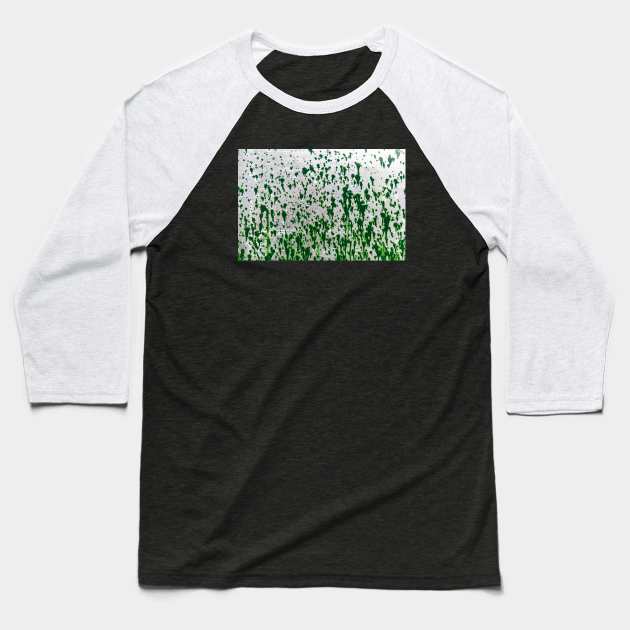 Green Spatter Paint On Metal Baseball T-Shirt by textural